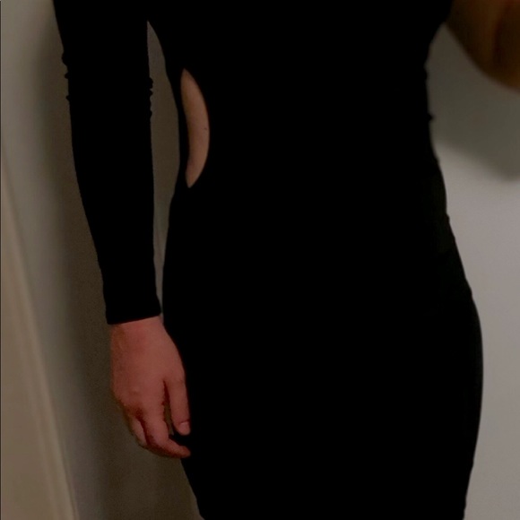 One Sleeve Black Evening Dress - Picture 4 of 4